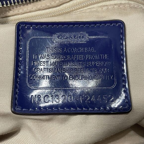 Coach F22452 Navy Blue Pink Cream Fabric Signature Hobo Bag Crossbody - Picture 9 of 16